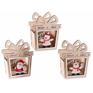 Set 3 decoratiuni Craciun lemn multicolor 12.5x8x16 cm