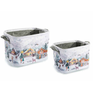 Set 2 cosuri Craciun textil multicolor 30 x 21 x 22 H, 23 x 16 x 18 H