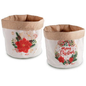 Set 2 cosuri Craciun textil multicolor 18x22 cm