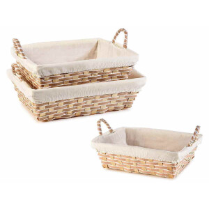 Set 3 cosuri bambus textil 34x24x9 cm, 32x22x8.5 cm, 29.5x19x8 cm