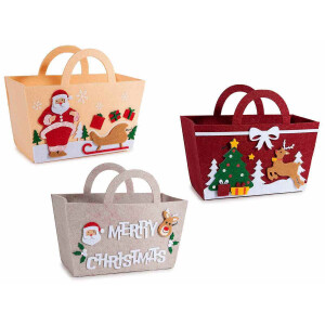 Set 3 gentute Craciun textil multicolor 22x10x17 cm