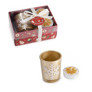 Set candela, 2 lumanari Craciun in cutie cadou Ø 5 x 6 H