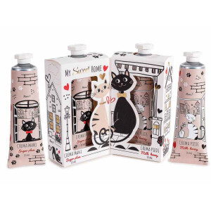Set 2 creme maini,2 creme picioare aroma Bomboane, Lapte si Miere 11,5 x 3 x 11,5 H, 2 x 30 ml