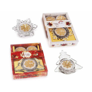 Set 2 suporturi, 6 lumanari Craciun cm 10 x 12,5 x 2 H