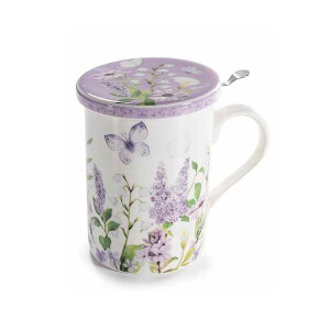 Cana portelan cu infuzor ceai in cutie cadou Flower Ø 8 x 10,5 H, 350 ml 