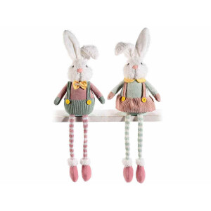 Set 2 figurine Iepurasi Paste textil 13x8.5x48 cm