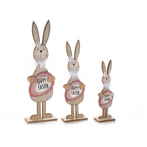 Set 3 figurine Iepurasi Paste 16x7x50 cm, 12.5x6x40 cm, 9.5x6x30 cm