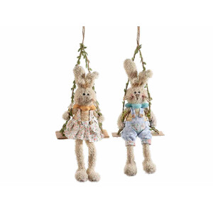 Set 2 figurine Iepurasi Paste textil 18x9x55 cm
