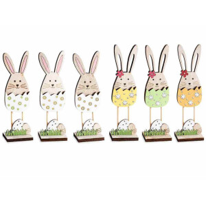 Set 6 decoratiuni Paste lemn multicolor 4 x 3,5 x 14,5 H