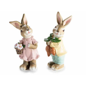 Set 2 figurine Iepurasi Paste polirasina multicolora cm 7 x 5 x 13 H