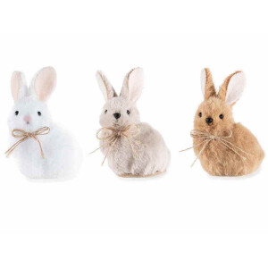Set 3 figurine Iepurasi Paste textil multicolor 5,5x4,5x8H