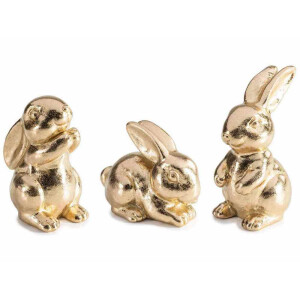 Set 3 figurine Iepurasi Paste polirasina aurie cm 5,5 x 6 x 10 H