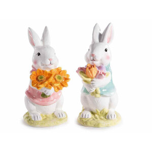 Set 2 figurine Iepurasi Paste ceramica multicolora 12x10.5x23 cm
