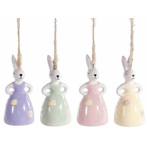 Set 4 figurine Iepurasi ceramica multicolora 3.5x8 cm