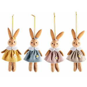 Set 4 figurine Iepurasi Paste textil multicolor cm 7x15 H