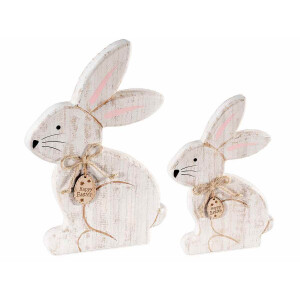 Set 2 figurine Iepurasi Paste lemn 28.5x3x40 cm, 21x2.5x30 cm