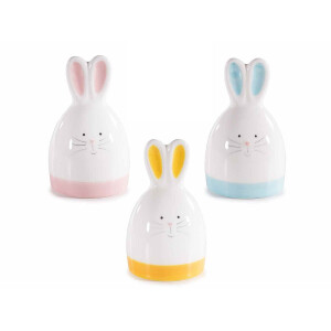 Set 3 clopotei Iepurasi ceramica multicolora 7x11.5 cm