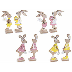 Set 8 figurine Iepurasi Paste lemn multicolor 8.5x4.5x22.5 cm, 10.5x4.5x19 cm