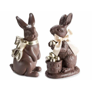 Set 2 figurine Iepurasi polirasina maro aurie 11 x 9,5 x 20,5 H