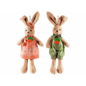 Set 2 figurine Iepurasi Paste textil multicolor 11x7x43 cm