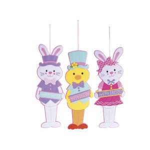 Set 3 figurine Paste textil multicolor 13.5x38 cm