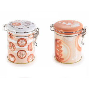 Set 4 borcane metal maro alb 12x9.5x12 cm