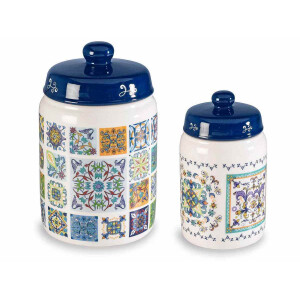 Set 2 borcane ceramica multicolora 11.5x19 cm, 8.5x14.5 cm