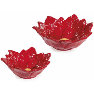 Set 2 boluri Craciunite ceramica rosie galbena cm 20x18,5x7,5 H, 17,5 x 15,5 x 6,5 H
