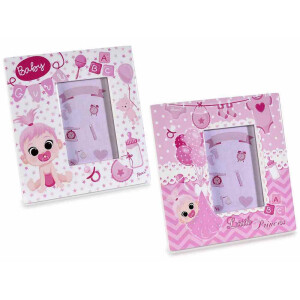 Set 2 rame foto masa ceramica alba roz Baby cm 12 x 12,5 H, 5 x 7,5 H