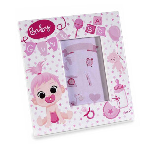 Rama foto masa ceramica alba roz Baby cm 12 x 12,5 H, 5 x 7,5 H