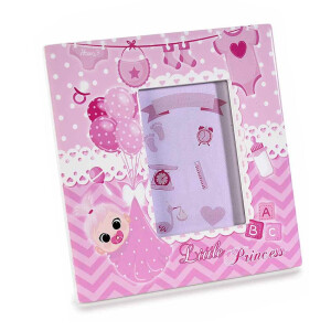 Rama foto masa ceramica alba roz Baby II cm 12 x 12,5 H, 5 x 7,5 H