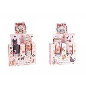 Set 4 creme maini, 2 pile unghii aroma Vanilie si Caramel, Bomboane 10 x 3 x 16 H, 2 x 30 ml