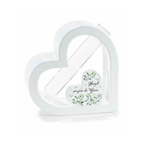 Vaza flori lemn multicolor Inima cm 12 x 3,5 x 12 H