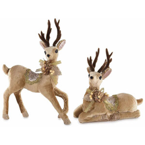 Set 2 figurine Reni catifea maro 26x14x37 cm, 25.5x15x24.5 cm