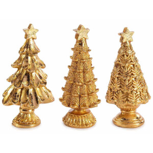 Set 3 Brazi Craciun polirasina aurie Ø 4,5 cm x 9,5 H