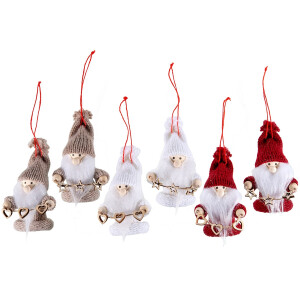 Set 18 ornamente brad Mos Craciun textil multicolor 7.5 cm