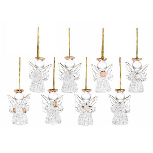 Set 8 ornamente brad Ingeri sticla 3x2.5x4.5 cm