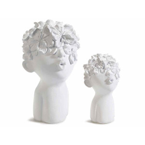 Set 2 figurine Copilasi polirasina alba 17x17x28.5 cm, 11x11x19 cm