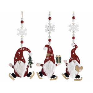 Set 3 ornamente brad Craciun lemn 8x14.5 cm