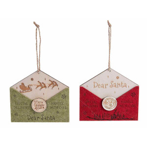 Set 2 ornamente brad Craciun lemn multicolor cm 11 x 10 H