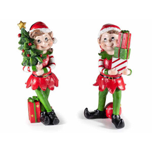 Set 2 figurine Elfi polirasina multicolora cm 9,5 x 8 x 24 H