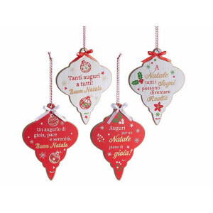 Set 20 ornamente brad Craciun lemn multicolor cm 13,5 x 18 H