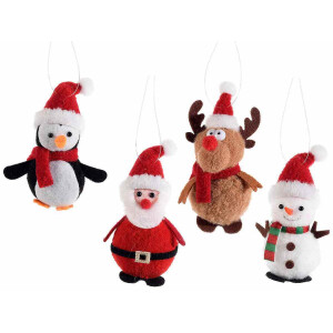 Set 4 ornamente brad Personaje Craciun 4x3.5x9 cm