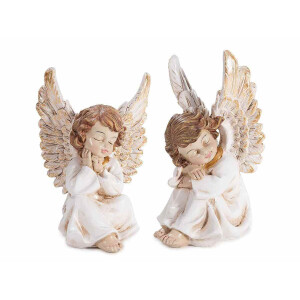 Set 2 figurine Ingeri polirasina alba maro cm 9,5 x 8,5 x 16 H