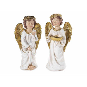 Set 2 figurine Ingeri polirasina alba aurie cm 16 x 13 x 31 H