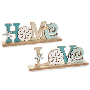 Set 2 decoratiuni lemn multicolor Love, Home cm 30 x 5 x 10 H