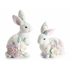 Set 2 figurine Iepurasi Paste polirasina multicolora 7,5 x 5,5 x 12,5 H