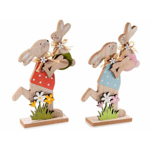 Set 2 figurine Iepurasi Paste lemn 15x4x24 cm