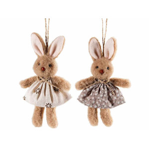 Set 2 figurine Iepurasi Paste textil multicolor 8x16 cm