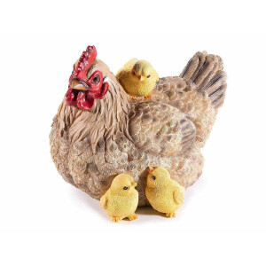 Figurina Gaina cu Puisori polirasina multicolora 24.5x9x27.5 cm